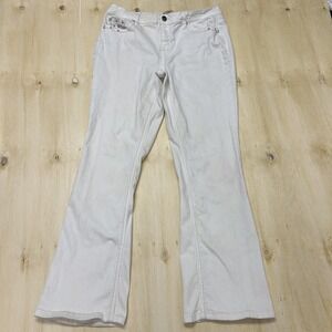 Y2K Earl Jean Jeans Womens 12 White Bootcut Mid Rise Stretch Embroidered Denim